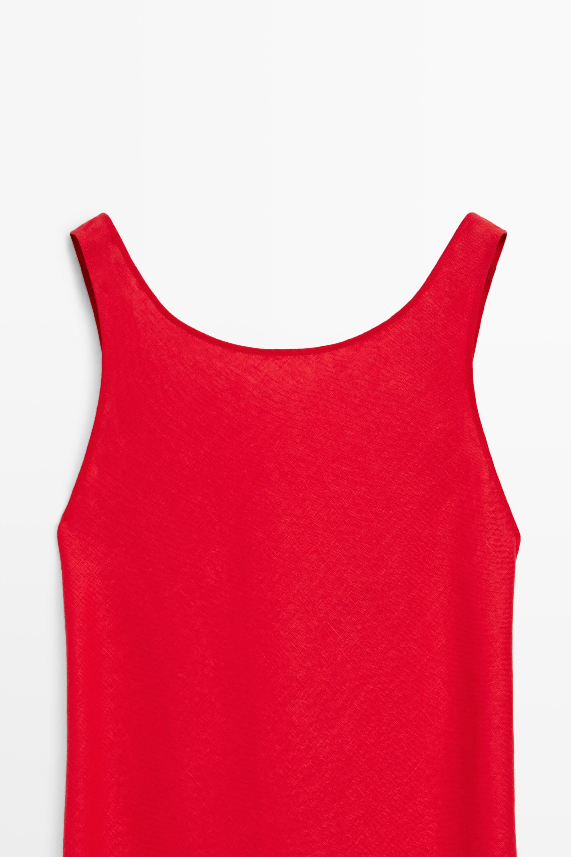 Linen midi dress with open back